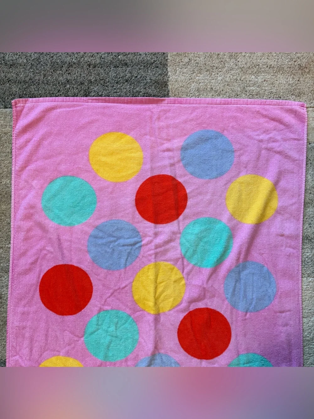 Vintage 80s 90s Disney Minnie Mouse Polka Dot Beach Towel Retro Jay Franco Pink